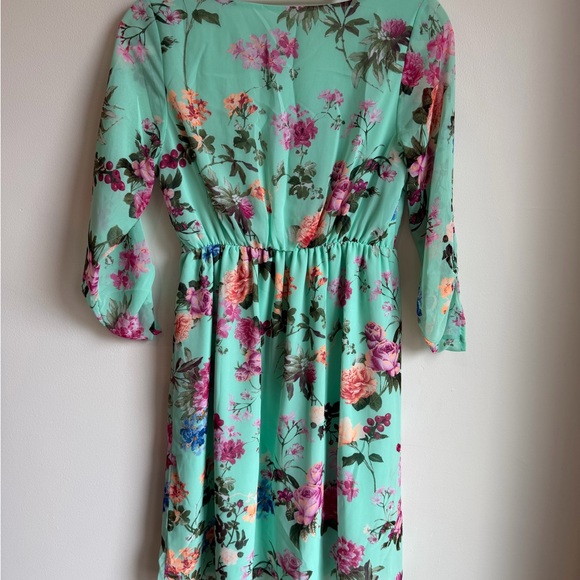 Pinkblush Green Floral Long Sleeve Mini Dress - Picture 3 of 6